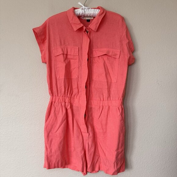 Universal Thread Short Sleeve Romper Womens Size 8 Coral Pink - Picture 3 of 9